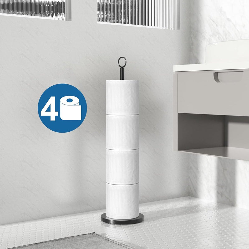 Zwarte toiletrolhouder vrijstaand: roestvrijstalen toiletrolhouder opbergstandaard voor het opbergen van reserverollen - toiletrolhouder voor badkamer