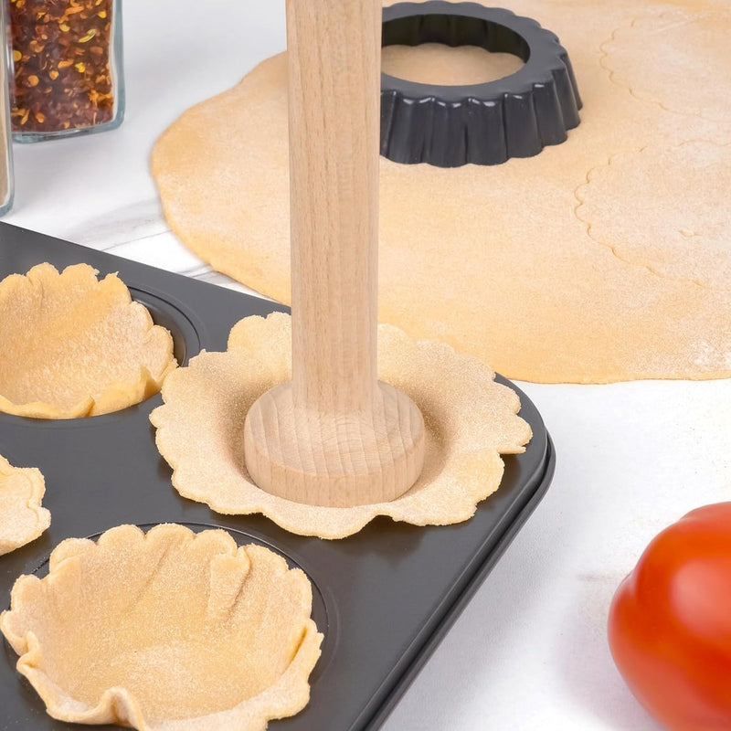 Aardappelstamper hout [3 maten] - dubbelzijdige kruidenstamper voor zuurkool, taarten, deeg, mini-eier- en cheesecakes - voedselveilig bakken accessoires voor het persen en vormen