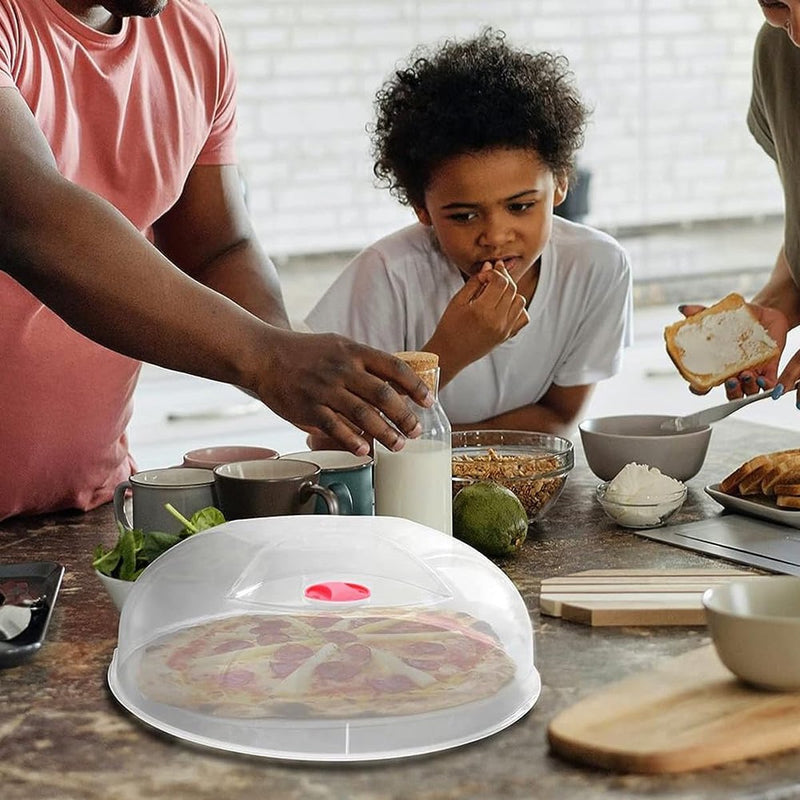 Magnetrondeksel met Valvula - magnetrondeksel - BPA-vrij - transparant - rood - Ø 26 cm