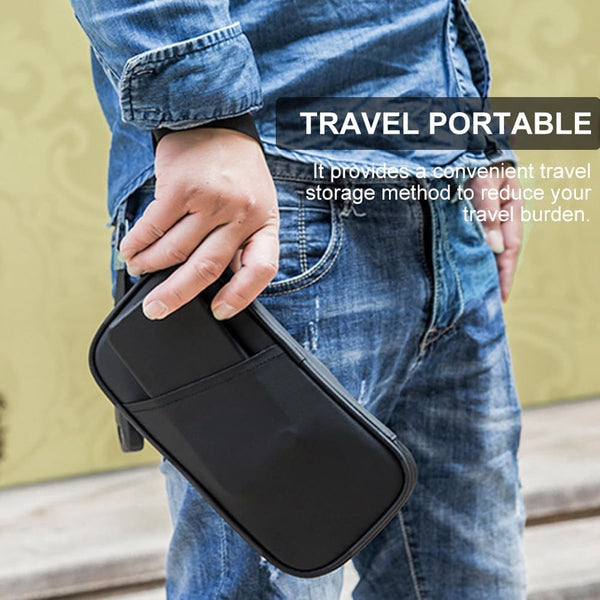 Paspoorttas, draagbare paspoorthoes, reisdocumentenorganizer, met RFID-blokkering, reisorganizer, zwart