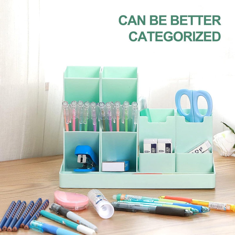 Pennenhouder, organizer, pennenhouder, bureau, kinderbureau-organizer, multifunctionele pennenhouder voor jongens en meisjes, bureau-organizer, kantoor en school, groen