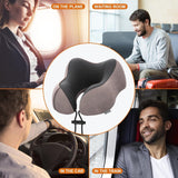 Nekkussen in het vliegtuig, reiskussen van traagschuim met fluweelzachte overtrek, voor volwassenen, voor reizen, camping, kantoor en huis (lichtroze)