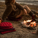 Pepper Elegant rond zitkussen Ø 37cm, 100% katoen, machinewasbaar, roestoranje