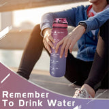 Waterfles 1L BPA-vrije waterfles met deksel en lekvrij, geschikt voor sportschool, school, fietsen, buiten, sport, fitness