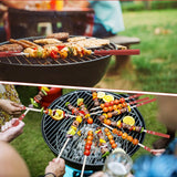 Barbecuespiesjes, roestvrij staal 40 cm, shish kebabspiesjes, roestvrij staal, platte vleesspiesjes, herbruikbaar, lange kebabspiesjes met houten handvat voor vlees, groenten, vleesspiesjes, barbecue
