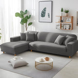 Bankhoes, hoekbank, L-vorm, stretch, bankovertrek, universele bankovertrek voor 1/2/3/4-zits, 4-zits, grijs (Lvormige hoekbank vereist twee stuks)