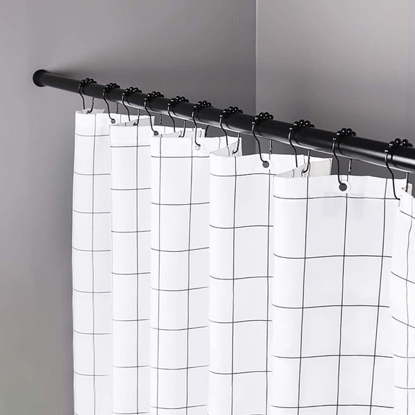 24 stuks douchegordijnhaken roestvrij staal gepolijst chroom douchegordijnringen zwart