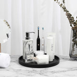 Rond dienblad, marmeren dienblad van hars, decoratief dienblad voor de badkamer, make-up cosmetische organisator, opbergbak voor woonkamer, bureau, keuken, badkamer, mat zwart