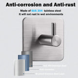 4 stuks zelfklevende haken, extra sterk, zelfklevend, zilver, roestvrij staal, SUS304 waterdicht, multifunctionele handdoekhaken, zonder boren, met 3M kleefpads, voor badkamer en keuken