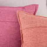 Set van 2 linnen kussenslopen, zachte decoratieve kussenslopen voor bank, slaapkamer, roze, 45 x 45 cm, vierkant