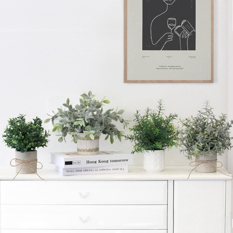 4 stuks mini-kunstplanten, klein, kunstplanten, plastic, nepplanten voor slaapkamer, badkamer, keuken, thuis, binnendecoratie