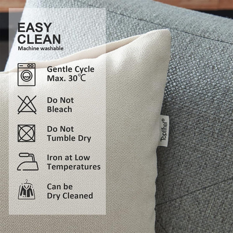 Kussenhoezen, effen, chenille deco-kussenhoezen met verborgen ritssluiting voor bank, auto of bed, set van 2 stuks