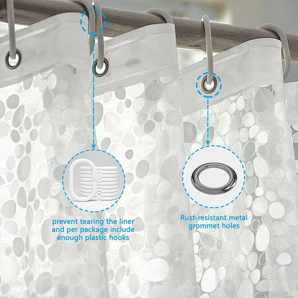 Douchegordijn, 180 x 200 cm, waterdicht douchegordijn met gewichtmagneten aan de onderkant, PEVA wasbaar badkamergordijn, antibacteriële schimmel, badgordijn met 12 douchegordijnringen