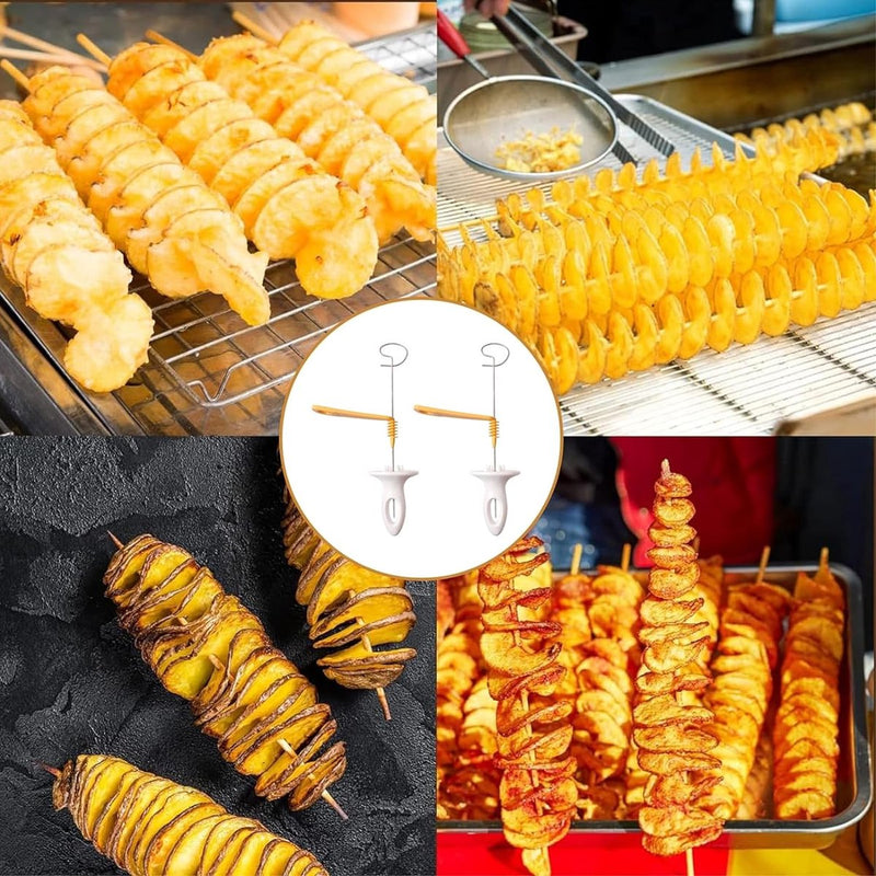 12 stuks spiraalsnijder, aardappelspiraalsnijder, aardappeltornado snijder, kan worden gebruikt voor aardappelgrillfeesten, frietjes, feestjes enz