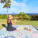 Waterdichte picknickdeken, 200 x 200 cm grote stranddeken, zandvrij met waterdichte onderkant, draagbare strandmat voor 4-6 personen, campingdeken met draaggreep voor park, tuin, strand, buiten