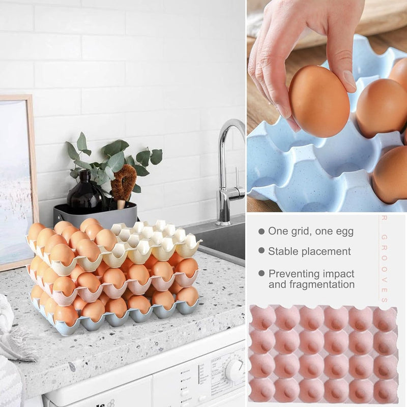 Set van 4 eierhouders voor koelkast, plastic eieropbergdoos, eiercontainer, stapelbaar, draagbare eieropbergdoos, geschikt voor keukenwerkbladen in de koelkast