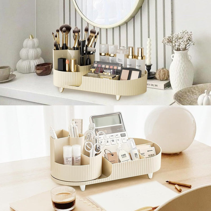 Make-up organizer Draaibaar, 2 in 1 cosmetische organizer, organizer kaptafelborstel, make-up organizer voor kaptafel slaapkamer badkamer