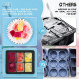 3 stuks ijsblokjesvormen, siliconen ijsblokjeshouder, XL met deksel, stapelbaar en vaatwasmachinebestendig, voor bier-, wijn- en babysnacks, zwart, set van 3 (18 ijsblokjes))