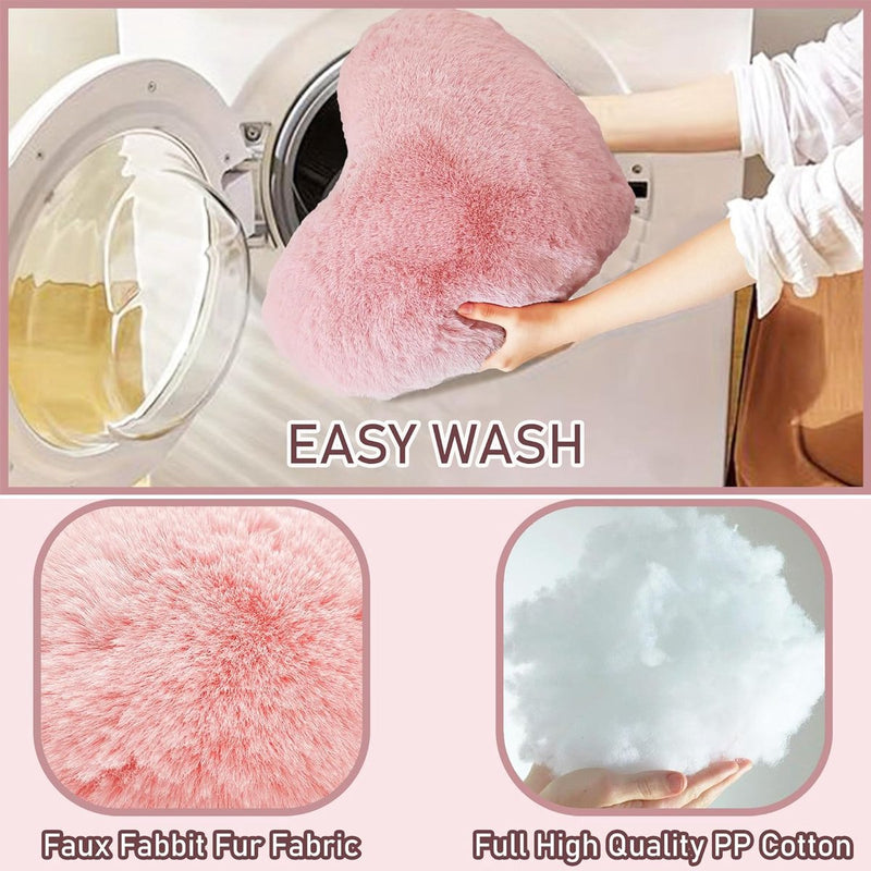 Hartkussen, roze hartvormig kussen, knuffelkussen, liefdes sierkussen, esthetisch, pluche kussen voor woonkamer, bank, kind, slaapkamer, bed, cadeau 26 x 36 cm