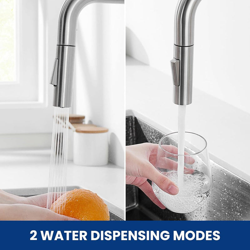 Keukenkraan, keukenkraan met uittrekbare douchemengkraan Keuken met 2 straalsoorten, keukenkraan, 360° draaibaar, keukenkraan, keukenkraan, roestvrij staal