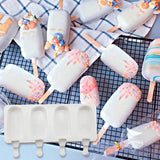 IJsvormen, siliconen ijsvormen, 2 stuks, 8 cellen, ijsvormen, popsicle vormen, herbruikbare doe-het-zelf ijsvorm met 100 houten stelen voor het invriezen van fruit of yoghurt steelijs, BPA-vrij