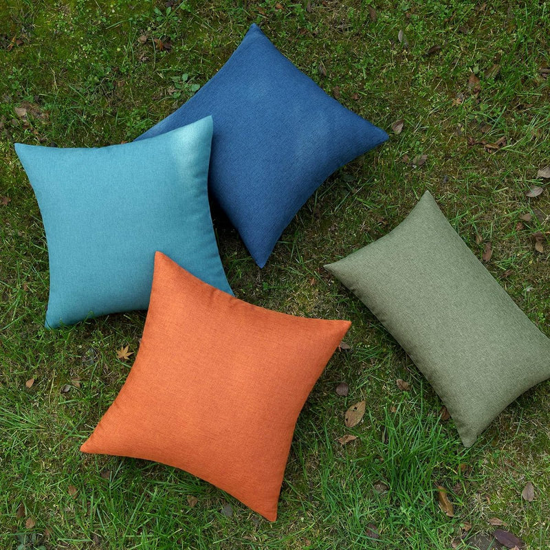 Kussensloop, outdoor, waterdicht, bankkussen, waterdicht, sierkussen, kussenslopen, decoratieve kussens kussenhoes van polyester, voor tuin, bank, woonkamer, bed, set van 2, 40 x 40 cm, cyaan