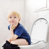 Toiletdeksel met kinderzitje, wc-bril met softclosemechanisme, wc-deksel met quick-release-functie, lost nooit los, gemakkelijk te reinigen, D-vorm, witte toiletbril met kinderen, familie