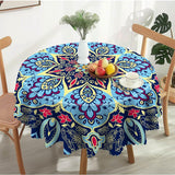 Tafelkleed rond, 150 cm, Boheems tafelkleed, herbruikbaar tafelkleed van polyester, vlekbescherming, afwasbaar, tafellinnen, waterdicht, rond tafelkleed voor feestjes, bruiloften, picknicks, tuinen