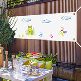 Set van 2 grote blanco banners, witte banners, zelf vormgeven, gepersonaliseerd, blanco lang met oogjes voor verjaardag jeugdwijding, polyester feestbanner met 10 m hangend touw voor feestfeesten, 180