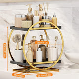 Organizer voor parfum, huidverzorging-organizer, grote inhoud, make-up vanity caddy, 2 niveaus cosmetica-display voor badkamer, organizer op het werkblad, goud