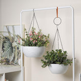 Bloempot, hangend, plastic, set van 2, diameter 25 cm, hangpot voor planten, wit, bloemenhanger met haak, rond, groot, voor binnen en buiten, decoratie, hangpot voor planten voor thuis, kantoor