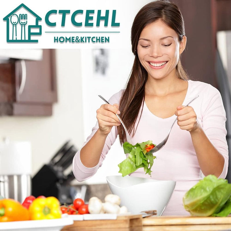 Saladebestekset, saladelepels van roestvrij staal en saladevorken van roestvrij staal, saladeserverset voor restaurants, hotel, feest, buffet (2 stuks)