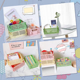 Set van 4 mini-manden, kunststof, vouwbox, opbergkist, stapelbare fruitkist, kunststof, klapmand voor keuken, werkkamer en kantoor (meerkleurig)