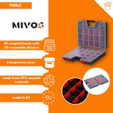 Dubbelzijdige assortimentsbox 20 inch met verstelbare vakken / 2-zijdige sorteerbox / opbergbox 490 x 390 x 130 mm / stevige gereedschapskist voor werkplaats