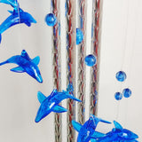 Dolfijn windspel, blauw windspel, metalen wind chimes klankspel, aluminium buizen, windspel, voor binnen tuin en buitendecoratie van balkondakranden