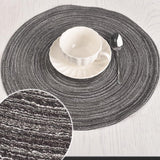 Ronde placemats Set van 4 45 cm gevlochten wasbare placemats zwart en grijs
