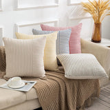 Set van 2 kussenhoezen 40x40 katoenlinnen kussenhoes bankkussen strepen decoratief kussen boho decoratieve kussenhoezen decoratieve kussenhoezen voor bank woonkamer slaapkamer buitenkussen 40x40 rood