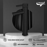 Hoge Zwarte Badkamerkran, Elegante Stijl Kraan Wastafel Voor Badkamer, Roestvrij Staal Eengreepsmengkraan Keramische Klep Wastafelmengkraan