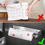 Keukenrolhouder Geen boren Keukenpapierhouder Wandgemonteerde keukenrolhouder Roestvrijstalen keukenhanddoekhouder Keukenpapierhouder voor keukenkast Badkamer