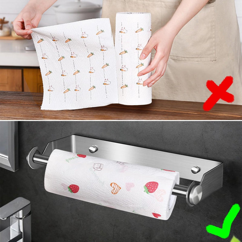Keukenrolhouder Geen boren Keukenpapierhouder Wandgemonteerde keukenrolhouder Roestvrijstalen keukenhanddoekhouder Keukenpapierhouder voor keukenkast Badkamer