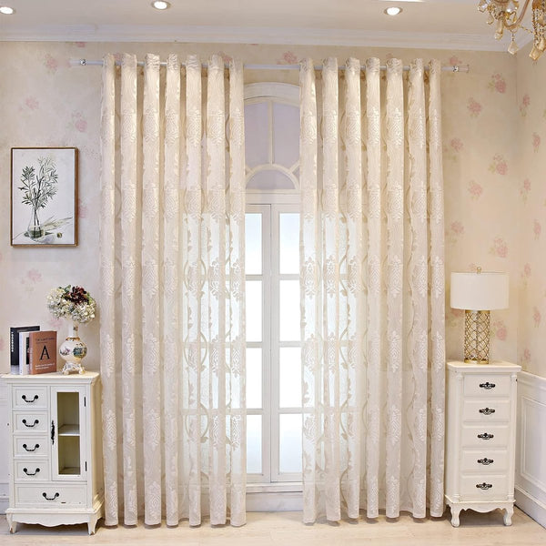 Gordijn, semi-transparant, vintage retro barok decoratief gordijn, stof ooggordijn, voile raamgordijn, borduurwerk jacquard winkels gordijnen