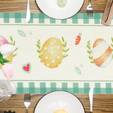 Tafelloper voor Pasen, paaseieren, konijnen, wortel, hazen, bloemen, paaseieren met haas, paasei-patroon, voor lente, paasfeest, tafeldecoratie voor binnen en buiten, eettafel, 183 x 33 cm