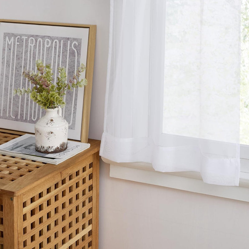 Netgordijnen moderne winkels gordijnen wit transparant raamgordijnen set van 2 W 60 x H 45 cm bistrogordijnen keuken korte gordijnen voor keuken/badkamer raamgordijnen caravan