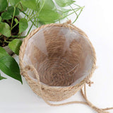 Hangende stroplantenbak 20 cm jute touw hangende mand mandafdekking voor binnen en buiten vetplanten, kruiden en kleine planten