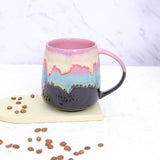 Grote keramische koffiemokken, 600 ml grote theekopjes met handvat, uniek textuurglazuur voor kantoor en thuis, magnetron-, koelkast- en vaatwasmachinebestendig, gemengde kleuren B