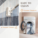 Modern woonkamertapijt, wasbaar, laagpolig tapijt, slaapkamer, wollig, antislip, tapijt, eetkamer, tapijt, geometrisch tapijt, 80 x 150 cm, blauw