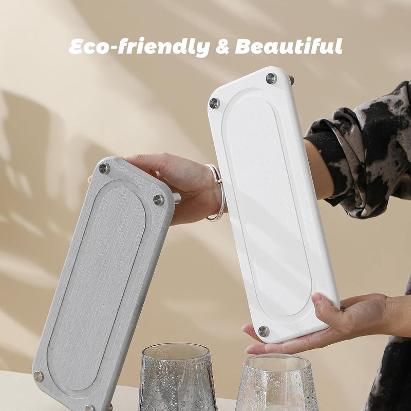 Aanwasbak-organizer, sneldrogend, afdruipmat, 2 stuks, badkamerdienblad, diatomeeënmodder, spoelbak-organizer, sneldrogend, opbergbak, dienblad voor keuken, badkamer (A-lichtgrijs)