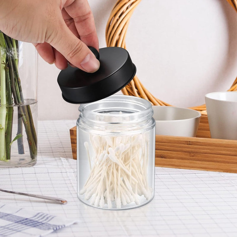 2 stuks glazen wattenstaafjes, wattenschijfjes, opbergcontainer, badkamer, wattenschijfdispenser, make-uporganizer voor wattenstaafjes, wattenballen, stippen, Q-Tips, oorstaafjes