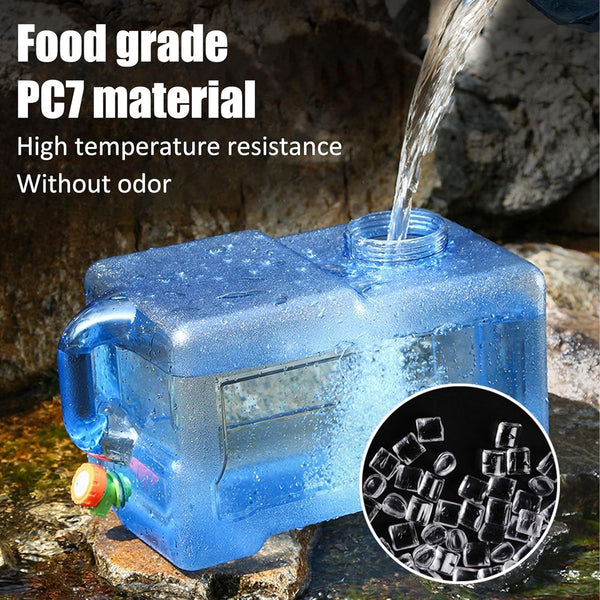 Waterjerrycan met kraan, camping-waterreservoir met handgrepen, waterdispenser, draagbare drinkwaterjerrycan voor outdoor, reizen, wandelen, caravan, picknick, camping