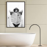 Mooie krant dier muur kunst zwart en wit canvas bedrukte cabine badkamer decoratie bad muur afbeelding, frameloos (aap, 1 stuk - 30 x 40 cm)